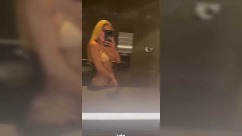 Kim Kardashian Wearing Seethrough And Bikini Teasing Celebrity Video