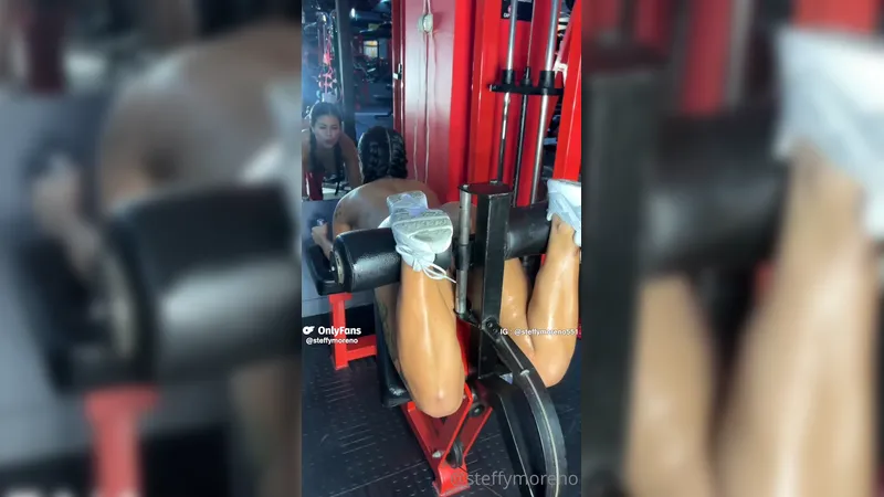 Steffymoreno Sweaty Babe Working Out While Naked in Gym Video