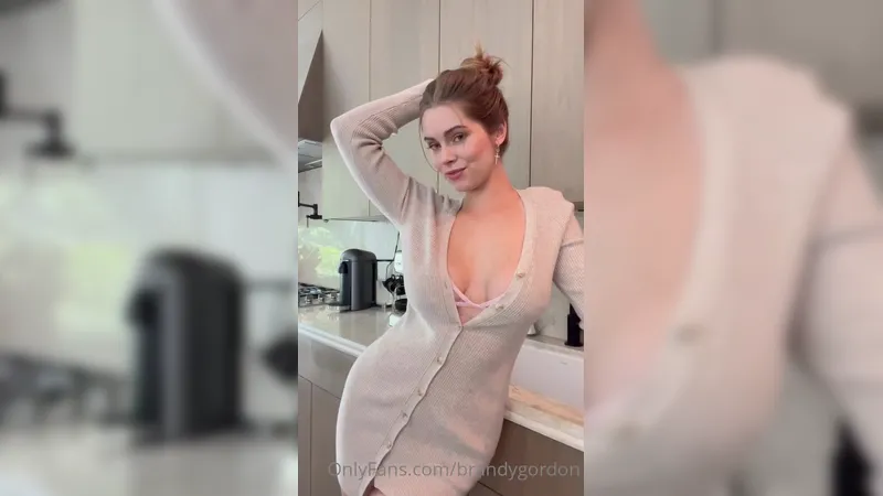Brandygordon Strip Teasing While Making Coffee And Squeezing Her Curvy Boobs Onlyfans Video