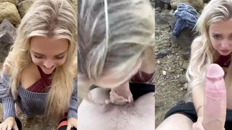 Trippie Bri Blonde Slutty outdoor Sucking Cock In The Beach