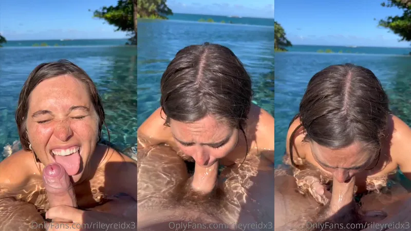 Riley Reid Giving Deep Blowjob to a Pool Boy Onlyfans Video