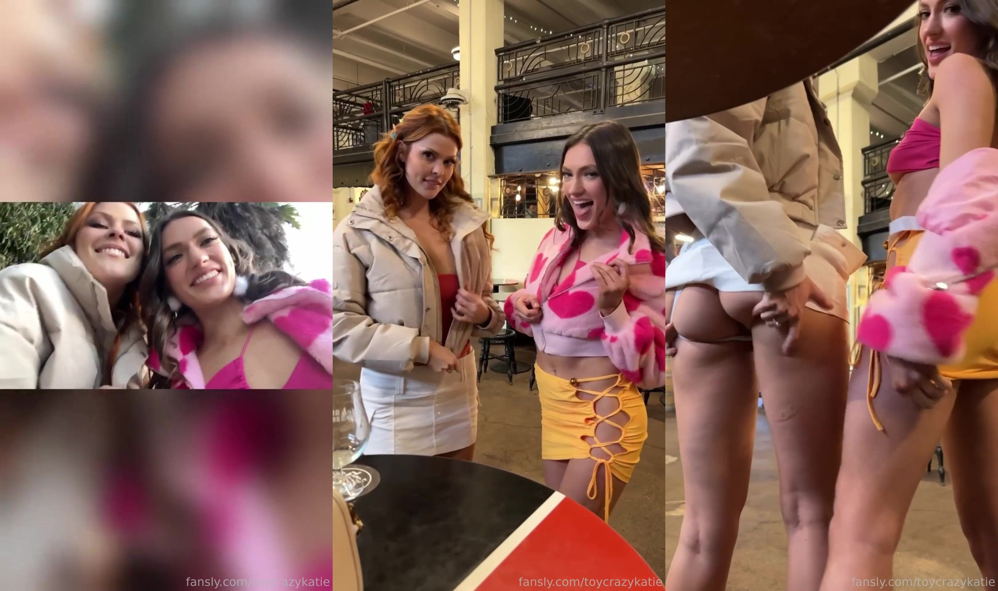 Katie Davis With Elly Clutch Flashing Tits And Ass In Restaurant Fansly Video