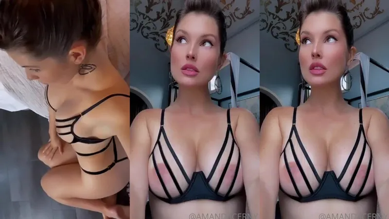 Amanda Cerny Exposed Horny Tits in Lingerie Teasing Video