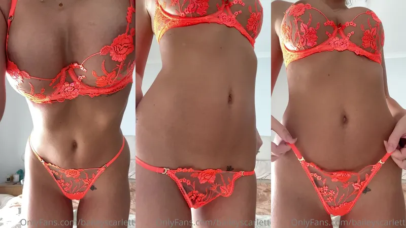Bailey Scarlett Shows off in New Orange Lingerie Onlyfans Leak
