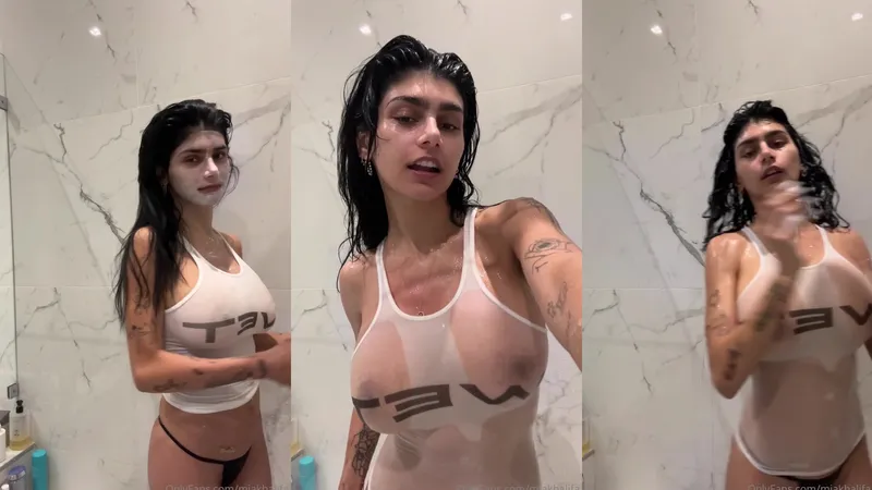 Mia Khalifa Nude Nipple Show In Wet Skinny Live Stream Video