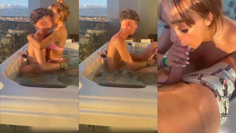 Hrnyhoney Blows Horny Cock and Fucked in Hot Tub Porn Video