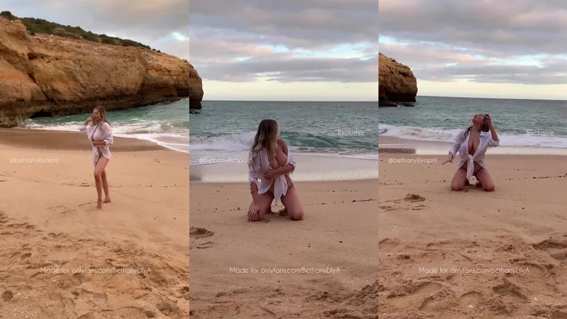 Beth Lily Curvy Babe Playing Tits at the Beach Onlyfans Video