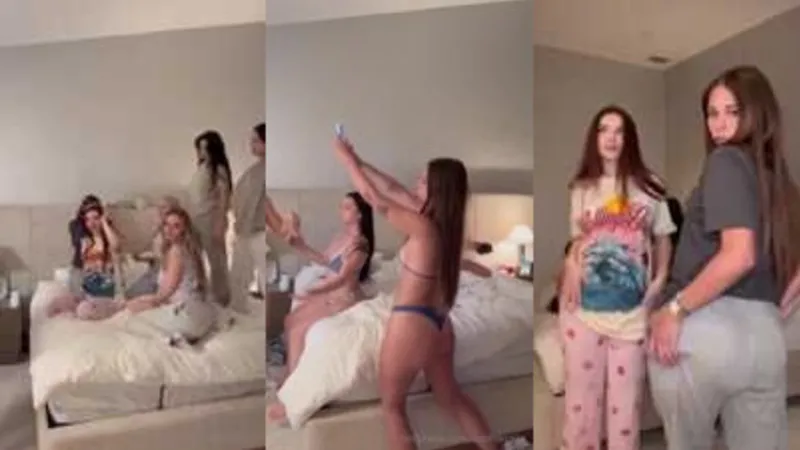 "Curvy Blonde Girlfriend Takes Turns in Hotel Room Threesome"