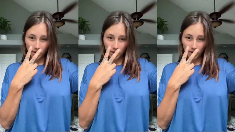 青Tシャツの茶髪が悩ましい動画でおっぱいをチラ見せ