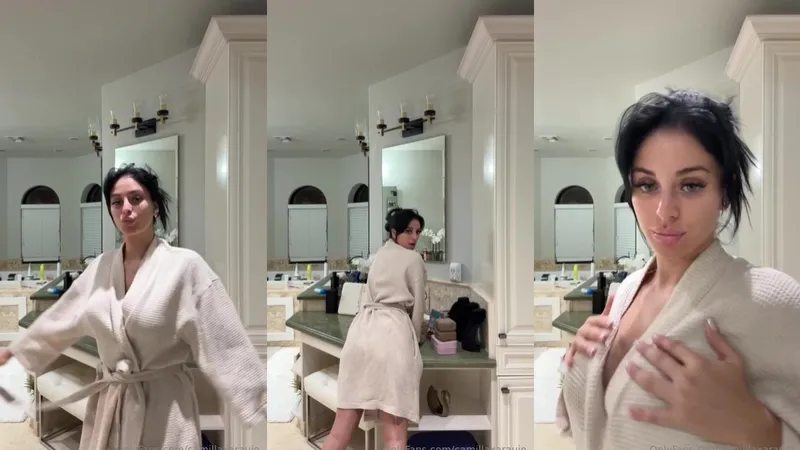 魅惑的なラテン系 Camilla X Araujo がガウン姿で誘惑する OnlyFans ビデオ