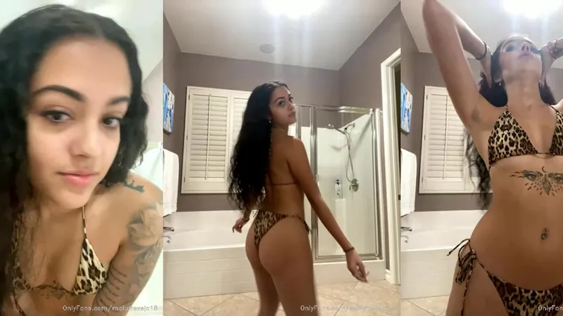 Malu Trevejo Teases in a Leopard Bikini During Her OnlyFans Live Video