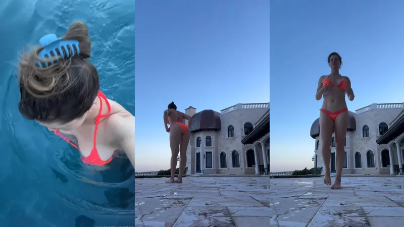 Amanda Cerny Show Off Her Fit Babe Body in Red Bikini Poolside Video