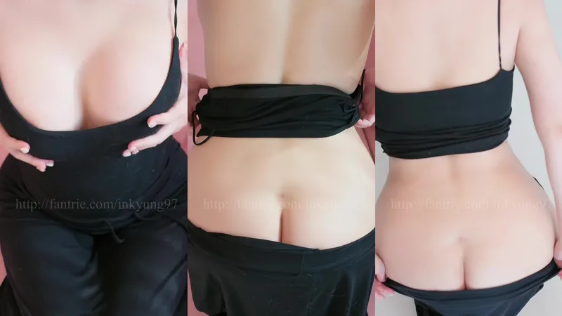 Inkyung Asian Stunner Shows Off Her Juicy Ass and Pussy in Black Lingerie Video