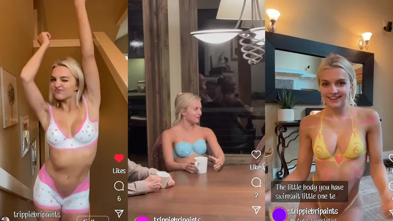 Blonde Fit Babe Trippie Bri Teases In Body Paint Lingerie Video