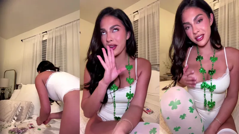 Amanda Trivizas Naughty St.Patrick's Day Play In White Lingerie Live Video