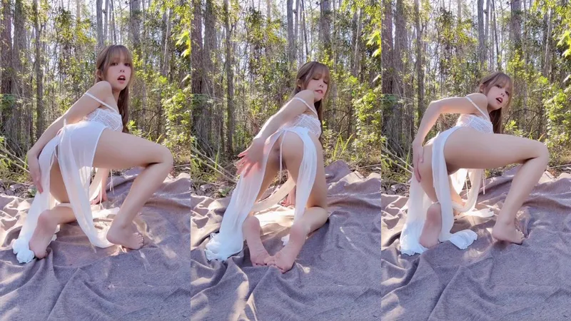 Kittyxkum Outdoor Lingerie Tease In The Woods