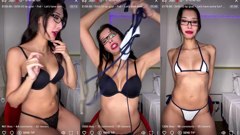 Juju Nude Tease In Black Lingerie Video From Live Stream