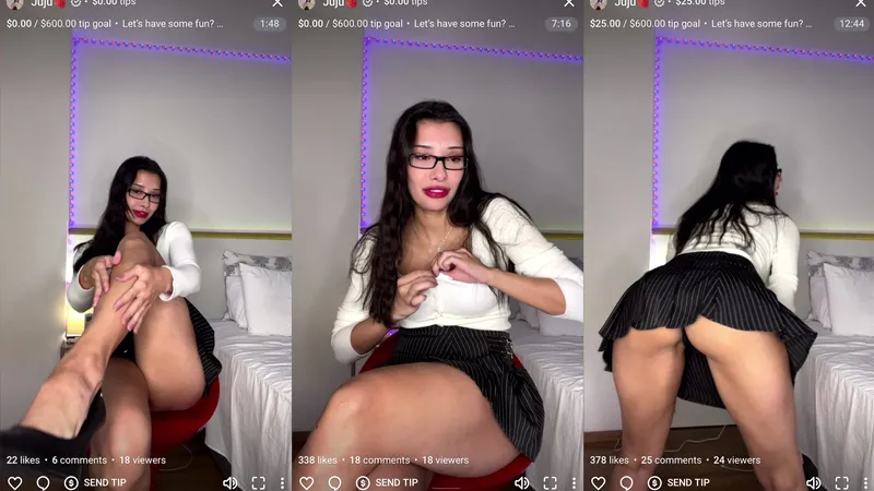 Juju Teases In Schoolgirl Skirt With Big Booty In Live Stream Video