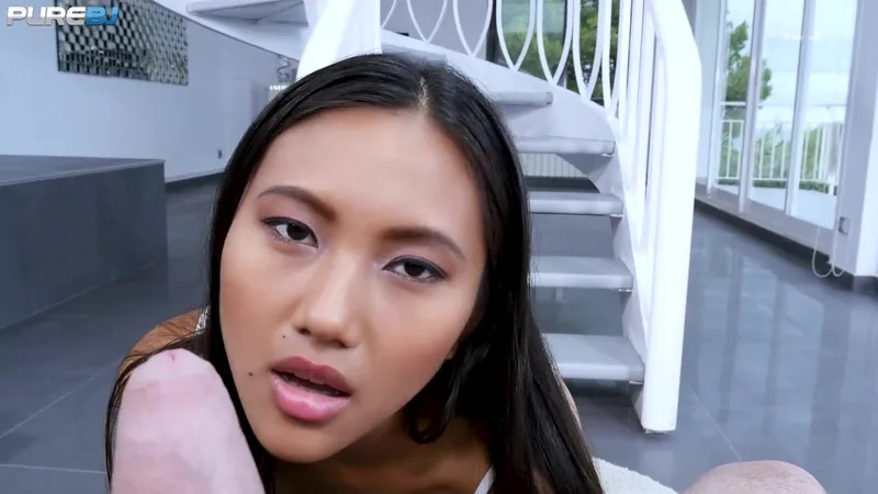 Small tits asian babe gives an amazing blowjob in POV