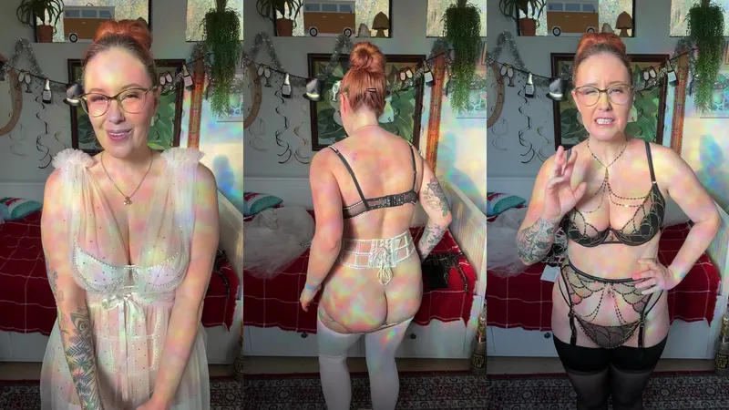 Meg Turney Curvy Goddess Teasing In Black Lingerie In New Year’s Eve Try-on Video