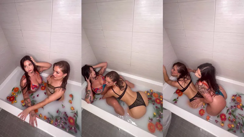 Karaleoe Steamy Lesbian Bathtub Play With In Lingerie
