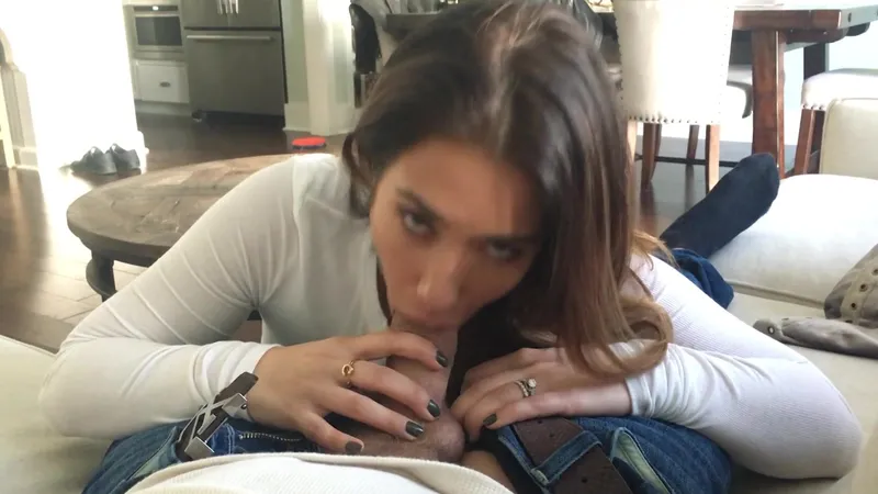 Eva Lovia Gives A Naughty Handjob And Blowjob In The Kitchen