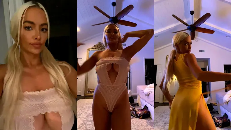 Lindsey Pelas Sizzles in White Lingerie and Yellow Dress in Bedroom Tease OnlyFans Video
