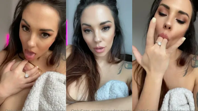 Sweednsavery Showing off her Big natural tits while wearing towel video
