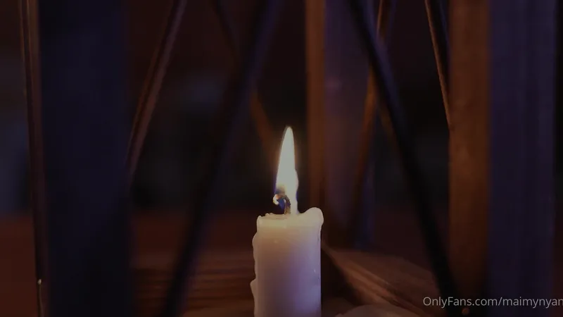 Maimy Nyan OnlyFans Petite Cutie Teasing in White Lingerie with Candlelit Mood