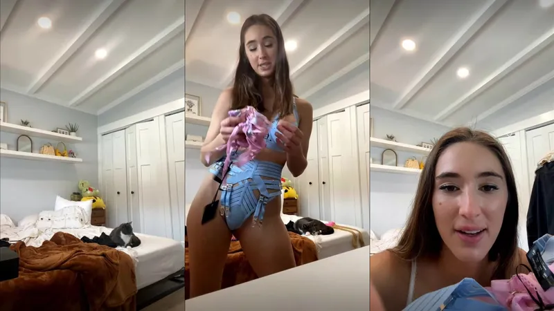 Natalie Roush OnlyFans Live Stream - Petite Cutie Teasing in Blue Lingerie and Pink Toy