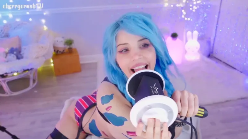 cherrycrushTV Blue-Haired Babe Play In a Sensual ASMR Video