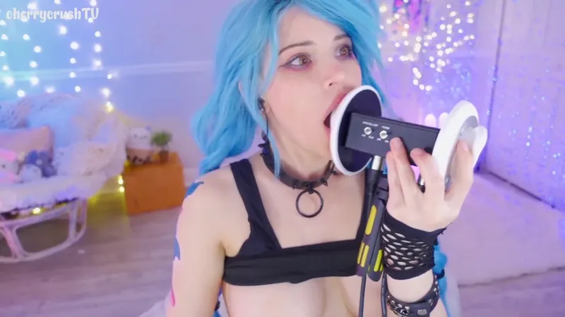 cherrycrushTV Blue-Haired Babe Play In a Sensual ASMR Video