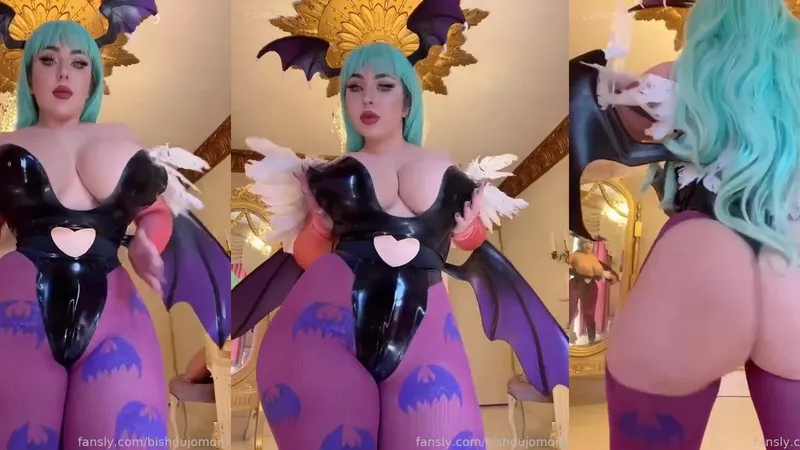 Bishoujomom Cosplays As Morrigan In Tight Latex Outfit Twerking Her Thick Thighs In Seductive Video