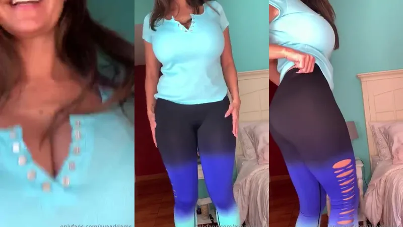 Ava Addams teases in tight leggings and crop top in her latest OnlyFans video.