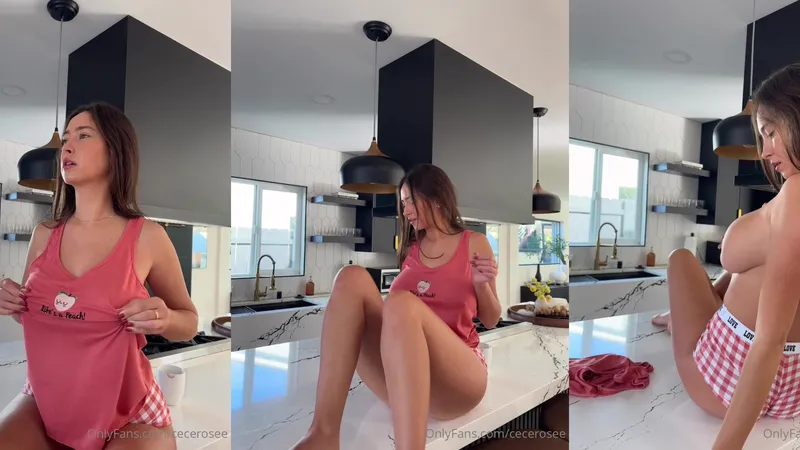 Cecerosee Strips Off Her Top and Teases Her Perky Nipples in the Kitchen OnlyFans Video