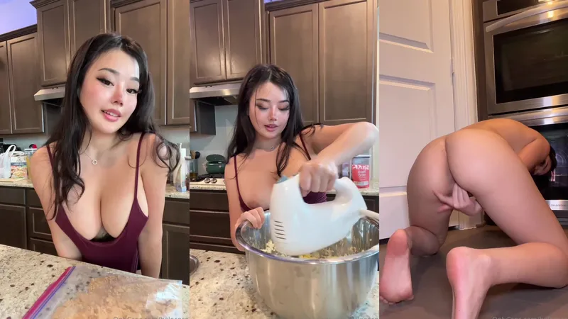 Halococo Cute Asian Gets naked and Fingers her Pussy in Kitchen Onlyfans Video