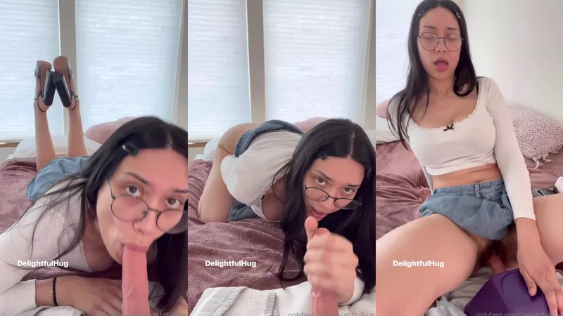 DelightfulHug Masturbation video with pink dildo blowing and twerking tease.
