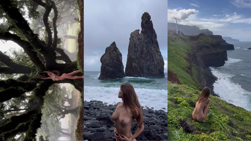 AnnaRalphs from OnlyFans teases outdoors in nature with her perky tits and pussy on full display in this seductive video.
