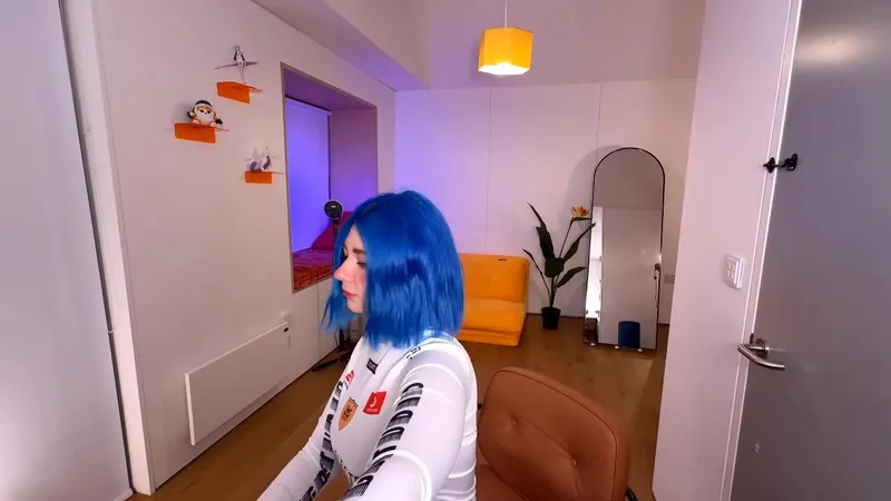 Vixenp Curvy Goddess Showing off her Massive Tits in a Blue Outfit.