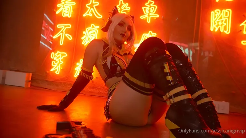 Jessica Nigri teases in naughty cosplay outfit showing her thick thighs and juicy ass in this steamy OnlyFans video.