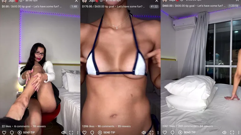 Juju Asian Babe Strips and Plays with Her Perfect Boobs in Live Stream Video