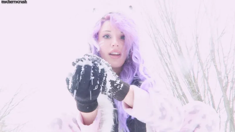 MyCherryCrush teases in the snow with her petite body.