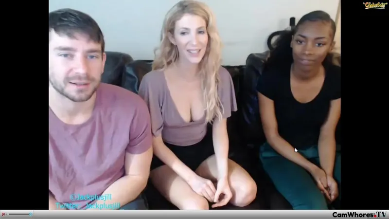 Jackplusjill Thick Curvy Goddess Ebony and Blonde Jerk Off a Lucky Guy in Steamy Live Stream Video