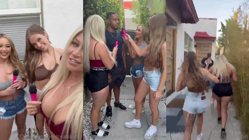 Realskybri flaunts her curves in a skimpy outfit while teasing with friends in public