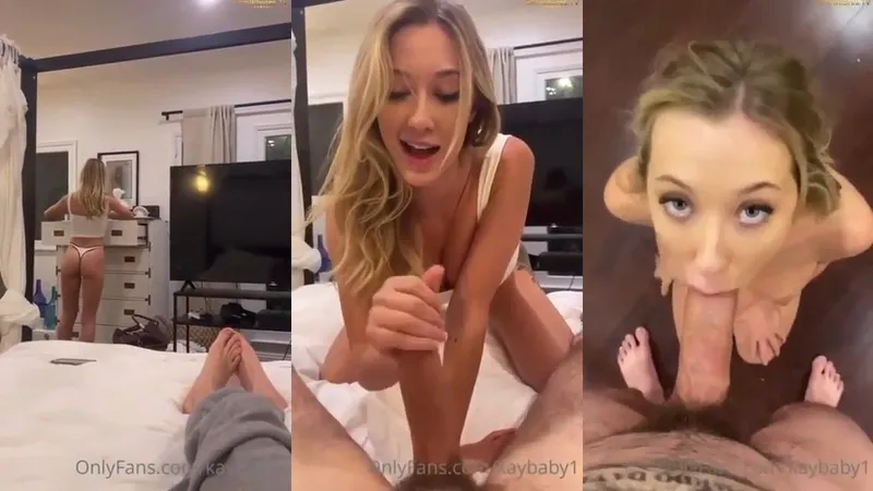 Blonde OnlyFans babe Kaybaby1 Tease a Cock and Sucks it at Night Video