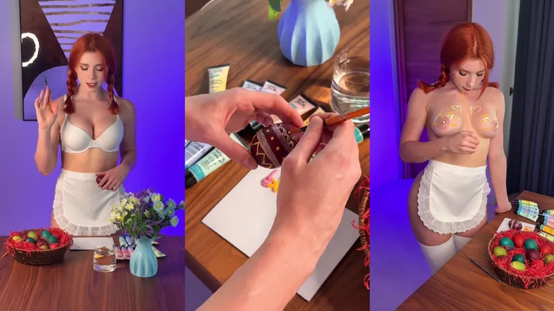 Sweetie Fox Paints Her Tits With Chocolate In Sexy Lingerie For Easter Fun