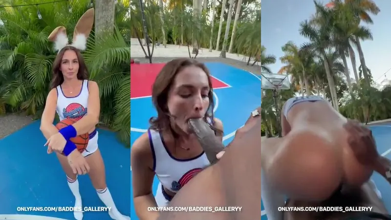 Baddies_Galleryy Outdoor Basketball Court Blowjob Video in Lola Bunny Costume