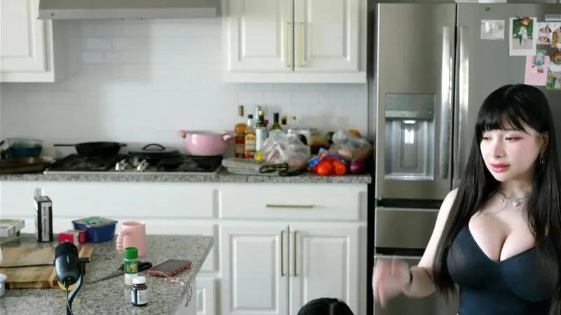 Asianbunnyx Bakes A Cake In Sexy Black Lingerie In This Irresistible Kitchen Video