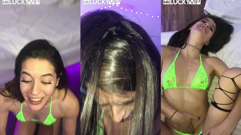 MrLuckyVIP Abbie Maley Gets Fucked In Neon Green Lingerie And Stockings In Bedroom Fun