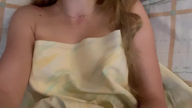 Real morning masturbation of a cute blonde with big natural tits and a perfect body